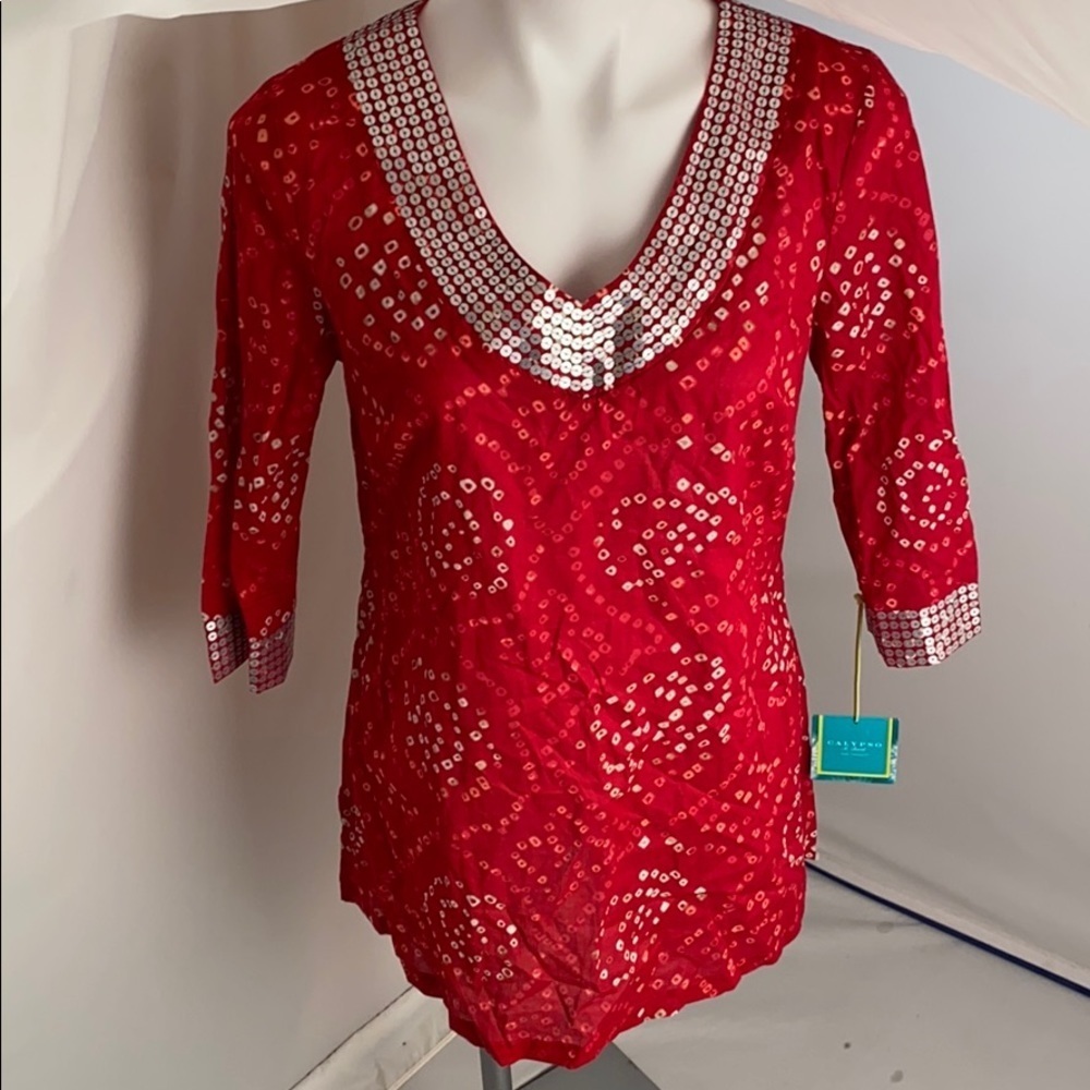 Calypso St Barth for Target red v-neck swim coverup M